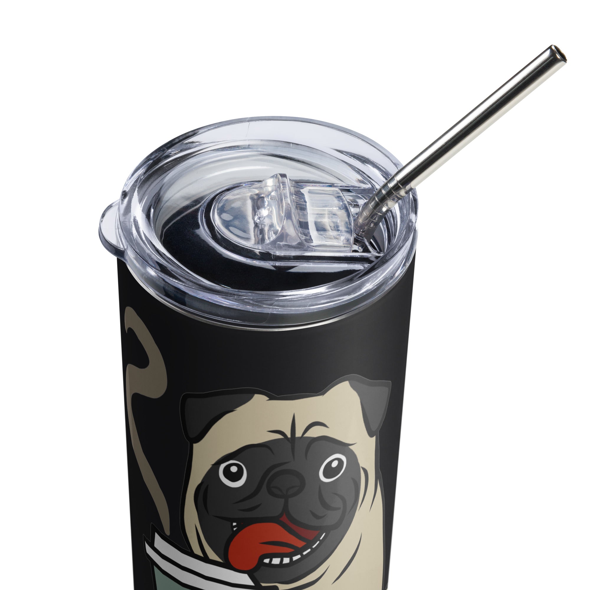 Caffeinated Pug Stainless Steel Tumbler