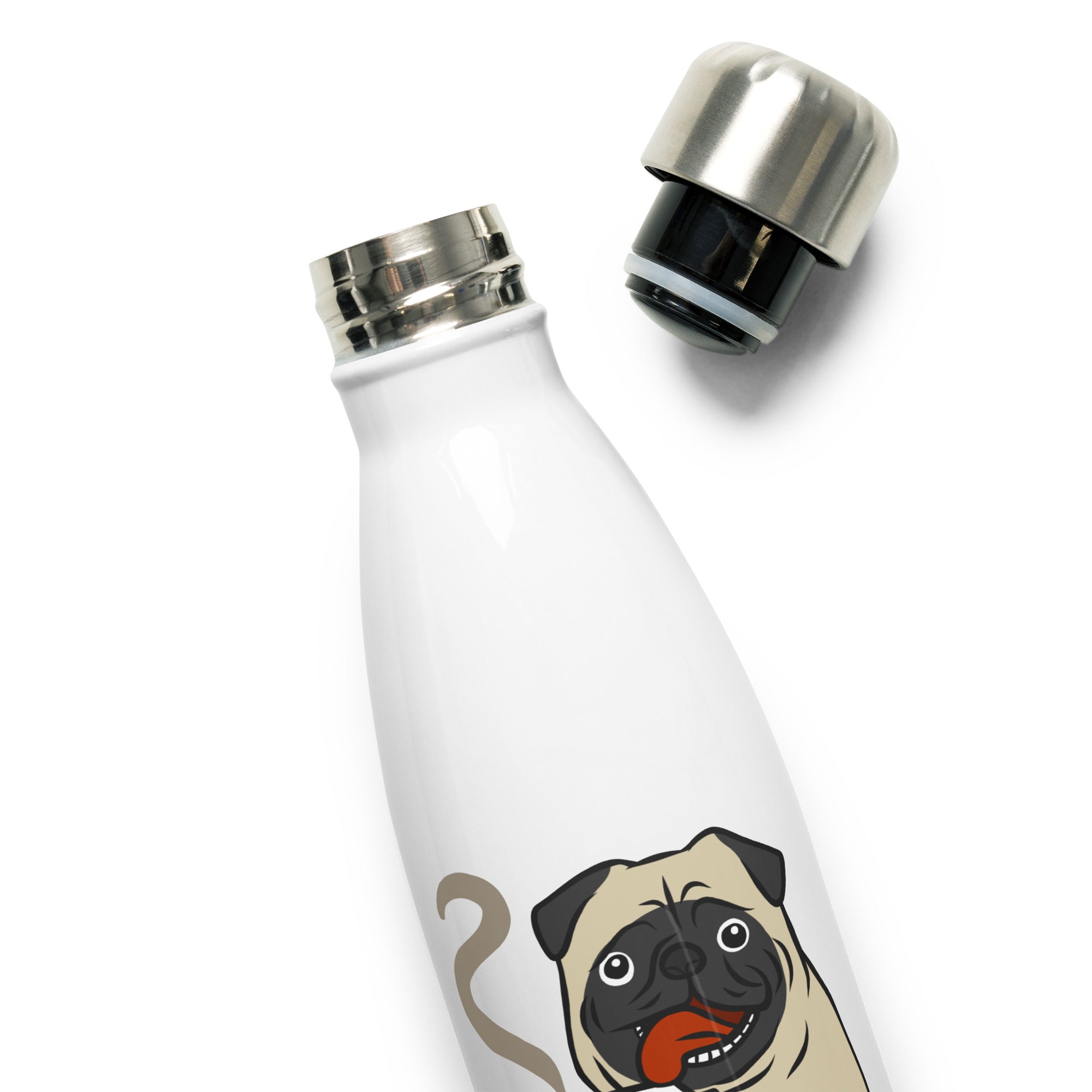 Caffeinated Pug Stainless Steel Water Bottle