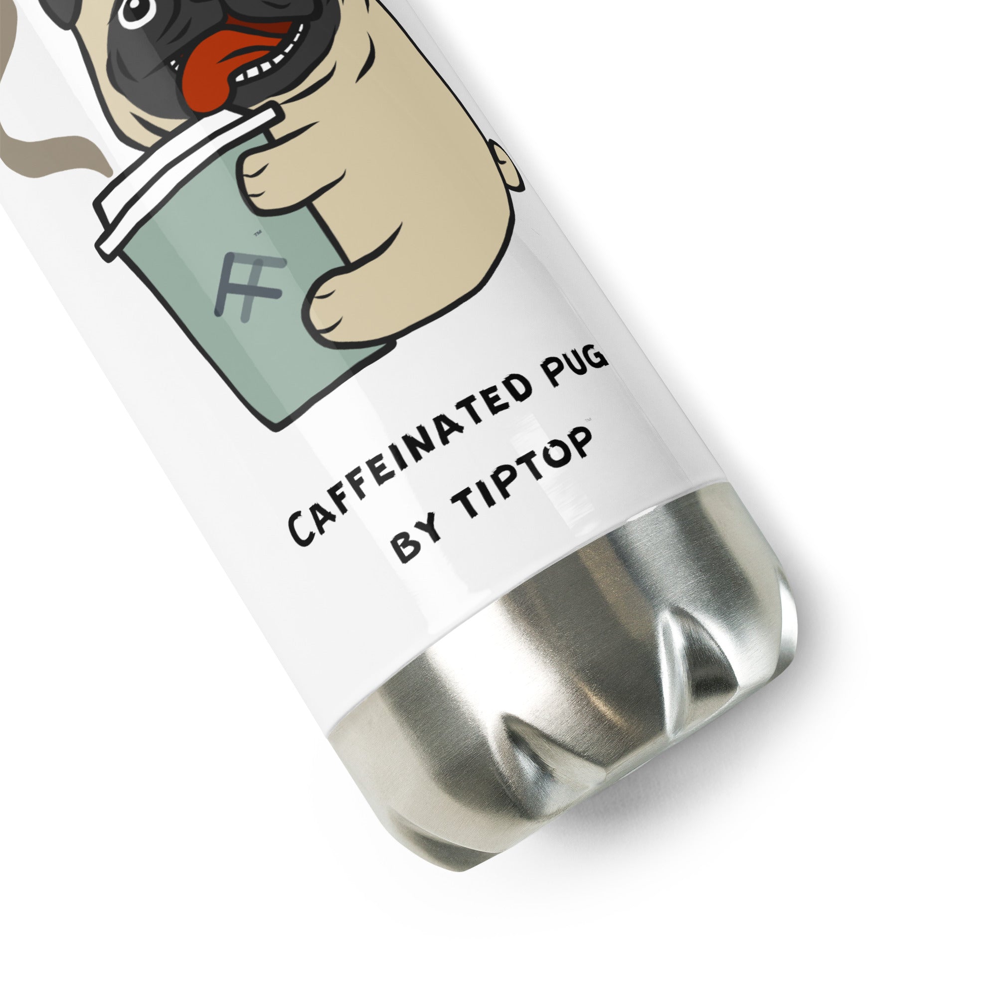 Caffeinated Pug Stainless Steel Water Bottle